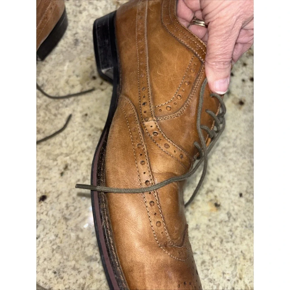 Johnston & Murphy Shoes Tyndall Wingtip Oxford Shoe Brown Leather Men's 12 M